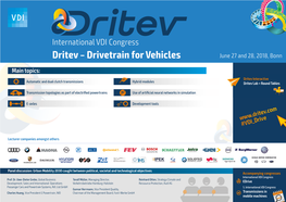 Dritev – Drivetrain for Vehicles June 27 and 28, 2018, Bonn