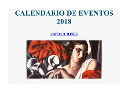 Calendario De Eventos 2018