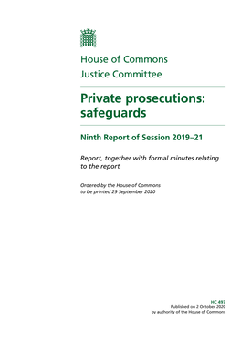 Private Prosecutions: Safeguards
