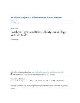 Asia's Illegal Wildlife Trade Joonmoo Lee