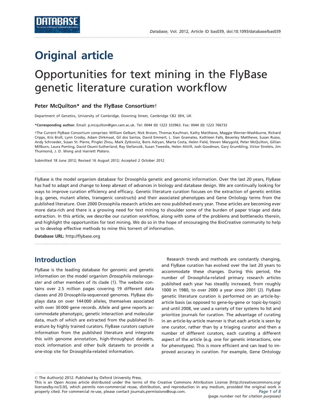 Opportunities for Text Mining in the Flybase Genetic Literature Curation Workflow