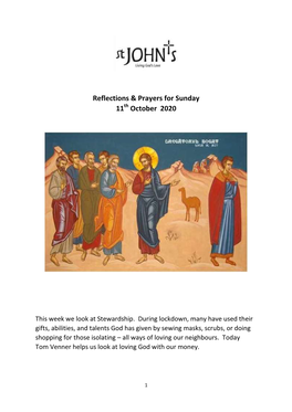 Reflections & Prayers for Sunday 11 October 2020