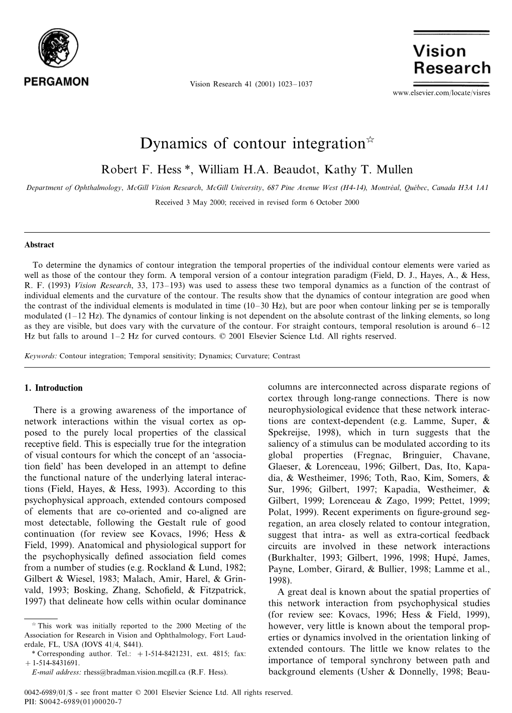Dynamics of Contour Integration