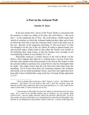 A Poet on the Achaean Wall