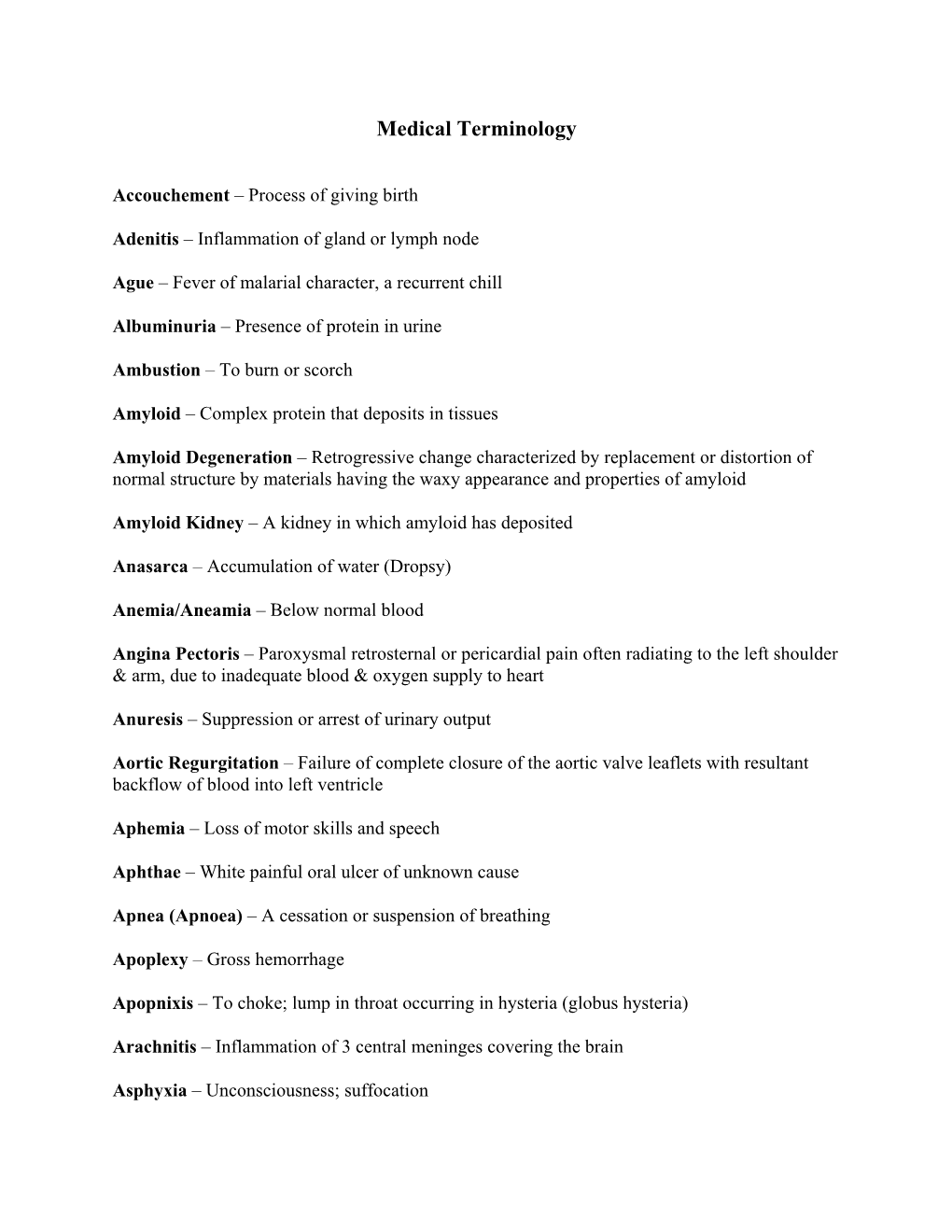 19Th Century Medical Terminology