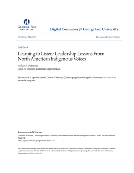 Leadership Lessons from North American Indigenous Voices William P
