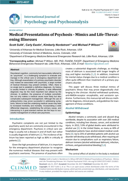 Medical Presentations of Psychosis