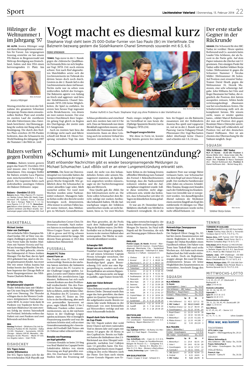 Vogt Macht Es Diesmal Kurz Gegner in Der Im Jahrgang ’97 Stephanie Vogt Steht Beim 25 000-Dollar-Turnier Von Sao Paulo (Br) Im Viertelfinale