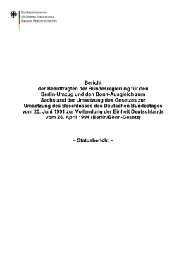 Bericht Der Beauftragten Der Bundesregierung Für Den Berlin