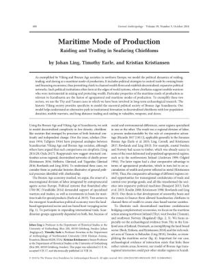 Maritime Mode of Production Raiding and Trading in Seafaring Chiefdoms