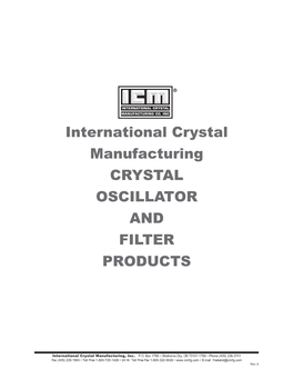 International Crystal Manufacturing CRYSTAL OSCILLATOR and FILTER PRODUCTS