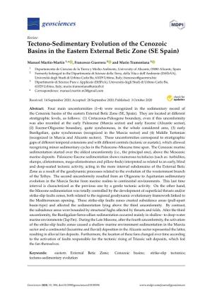 Tectono-Sedimentary Evolution of the Cenozoic Basins in the Eastern External Betic Zone (SE Spain)