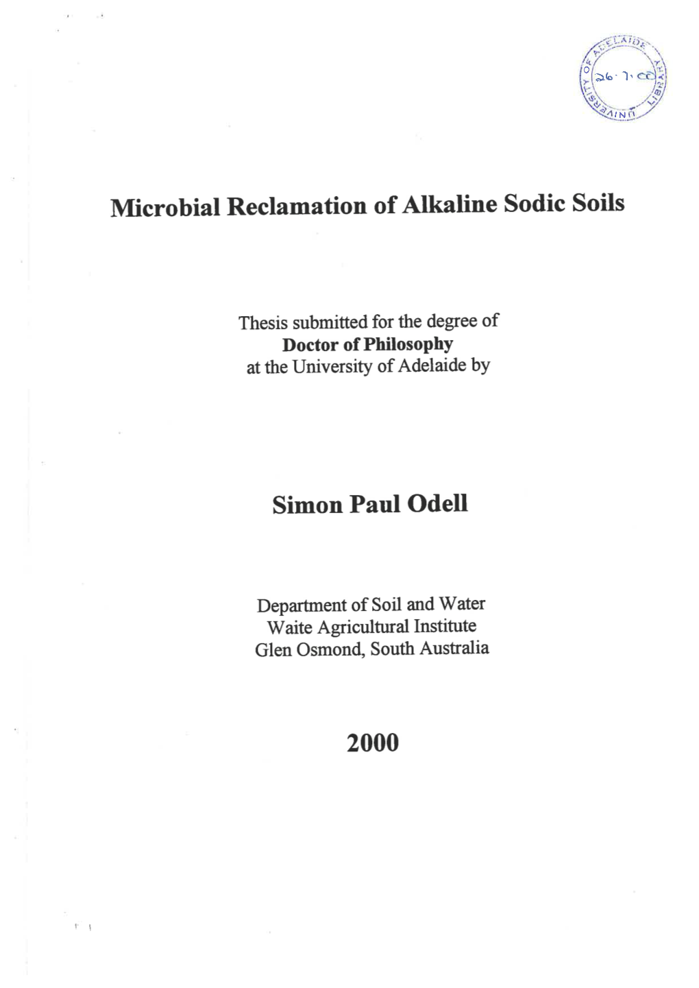 Microbial Reclamation of Alkaline Sodic Soils