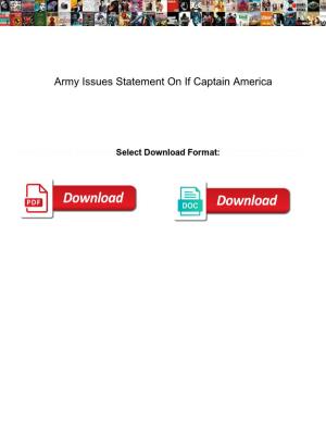 Army Issues Statement on If Captain America