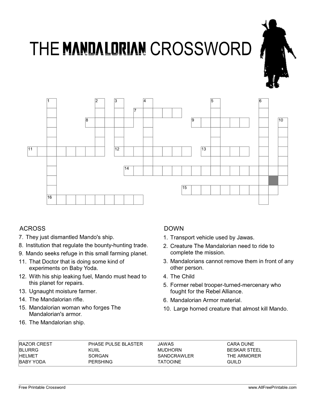 The Mandalorian Crossword