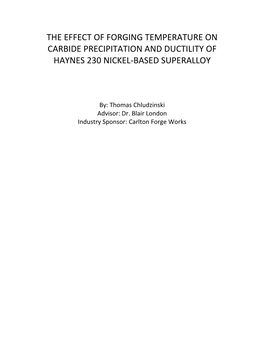 The Effect of Forging Temperature on Carbide Precipitation and Ductility of Haynes 230 Nickel-Based Superalloy