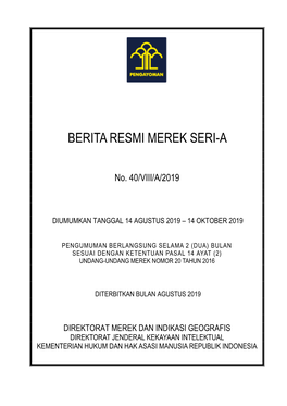 Berita Resmi Merek No. 40/VIII/A/2019