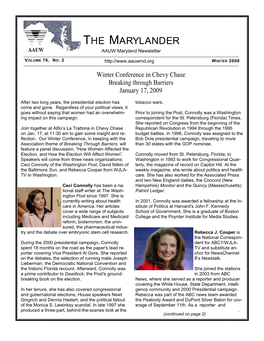 THE MARYLANDER AAUW Maryland Newsletter