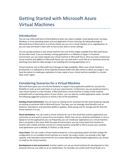 Getting Started with Microsoft Azure Virtual Machines