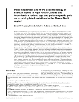 Paleomagnetism and U–Pb Geochronology of Franklin Dykes In