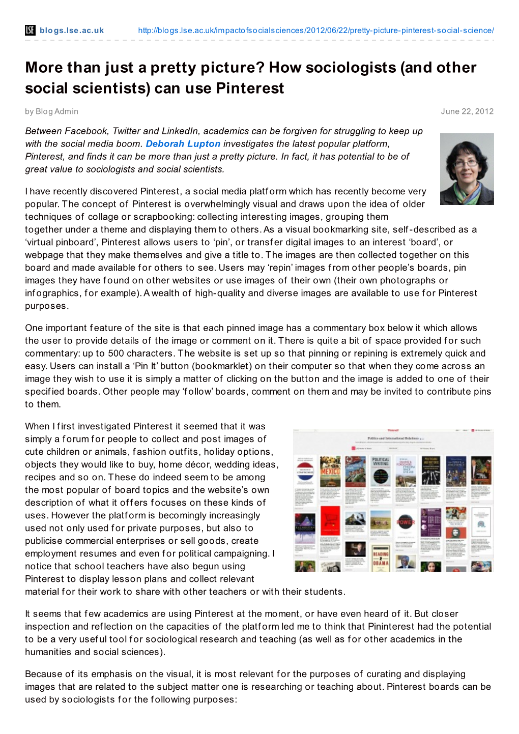 How Sociologists (And Other Social Scientists) Can Use Pinterest by Blog Admin June 22, 2012