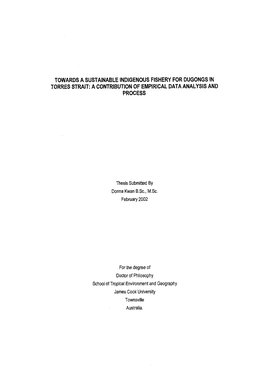 Towards a Sustainable Indigenous Fishery for Dugongs in Torres Strait: a Contribution of Empirical Data Analysis and Process