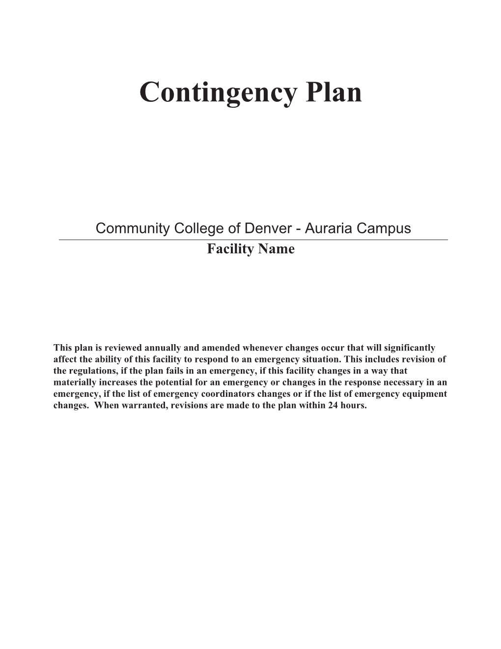 Hazardous Waste Contingency Plan Docslib