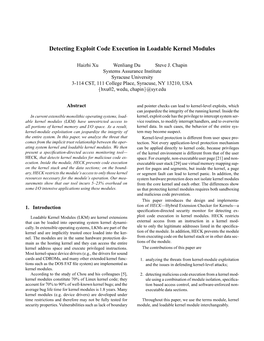 Detecting Exploit Code Execution in Loadable Kernel Modules