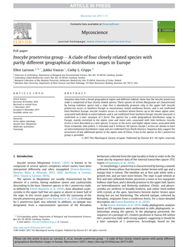 Inocybe Praetervisa Group E a Clade of Four Closely Related Species with Partly Different Geographical Distribution Ranges in Europe