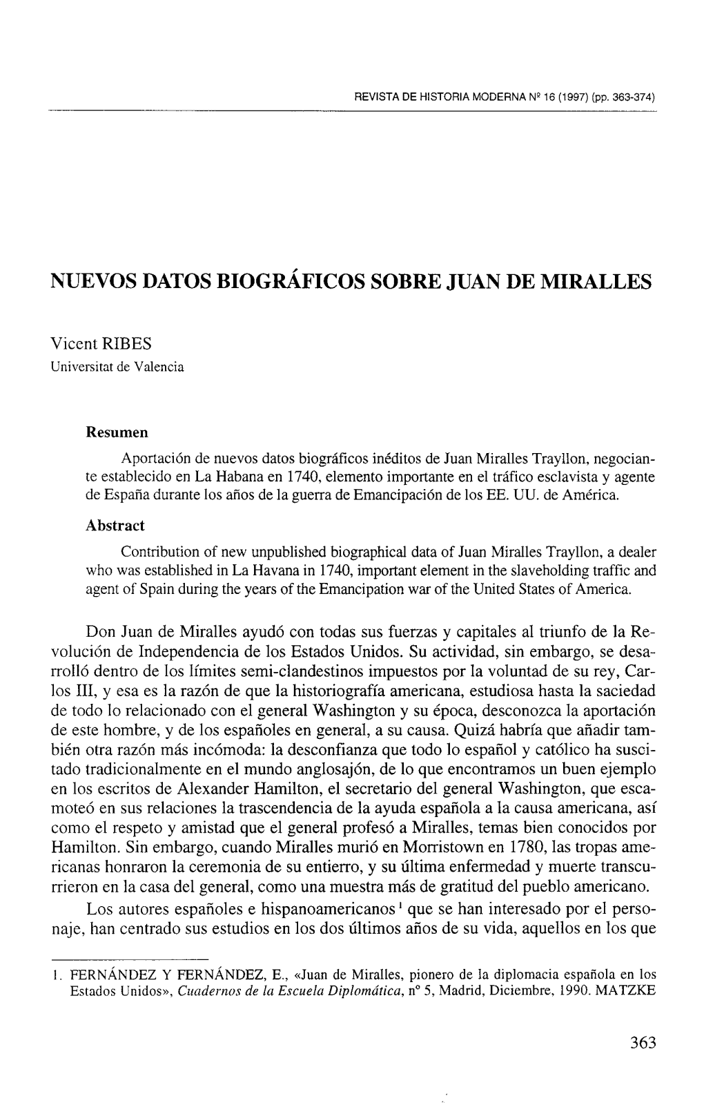 Nuevos Datos Biográficos Sobre Juan De Miralles