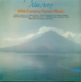 Alice Artzt 20Th Century Guitar Music