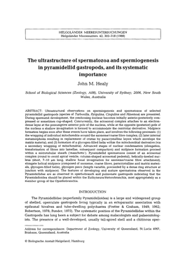The Ultrastructure of Spermatozoa and Spermiogenesis in Pyramidellid Gastropods, and Its Systematic Importance John M