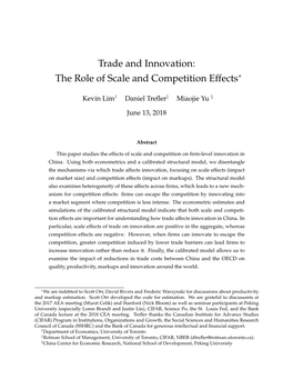 Trade and Innovation: the Role of Scale and Competition Effects∗