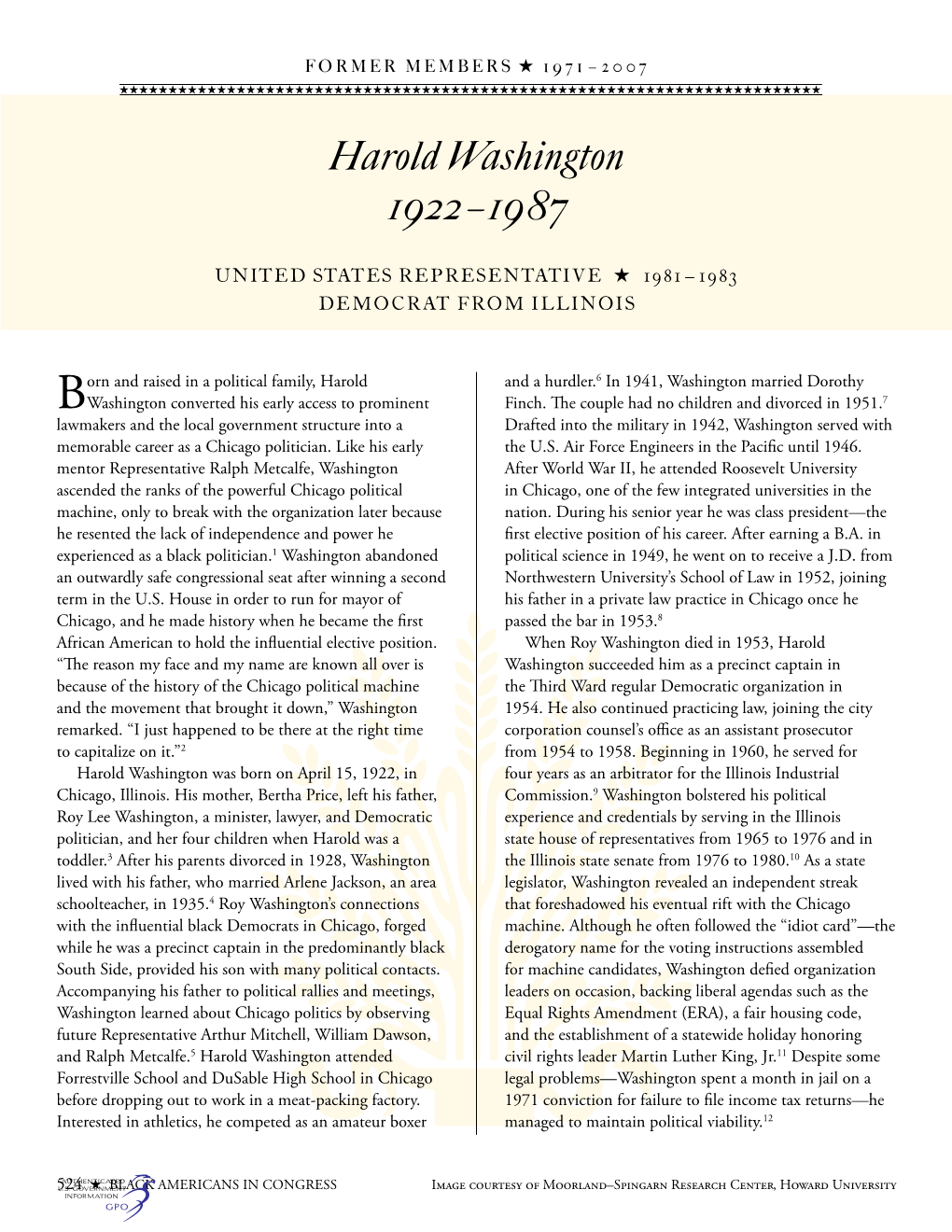 H.Doc. 108-224 Black Americans in Congress 1870