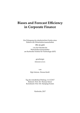 Biases and Forecast Efficiency in Corporate Finance