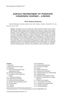 Surface Pretreatment by Phosphate Conversion Coatings  a Review