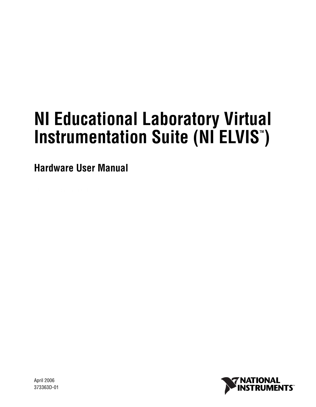 NI ELVIS Hardware User Manual