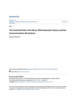 The Crawford Path in the News: White Mountain History and the Communications Revolutions