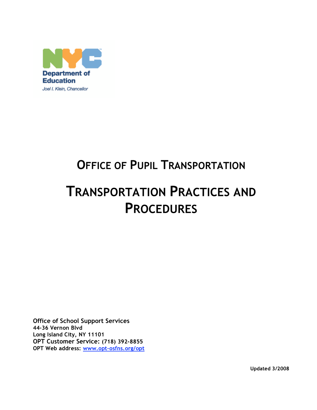Transportation Practices and Procedures