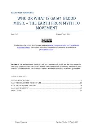 Who Or What Is Gaia? Blood Music – the Earth from Myth to Movement