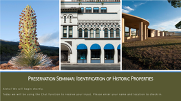 Identification of Historic Properties