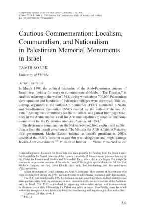 Cautious Commemoration: Localism, Communalism, and Nationalism in Palestinian Memorial Monuments in Israel