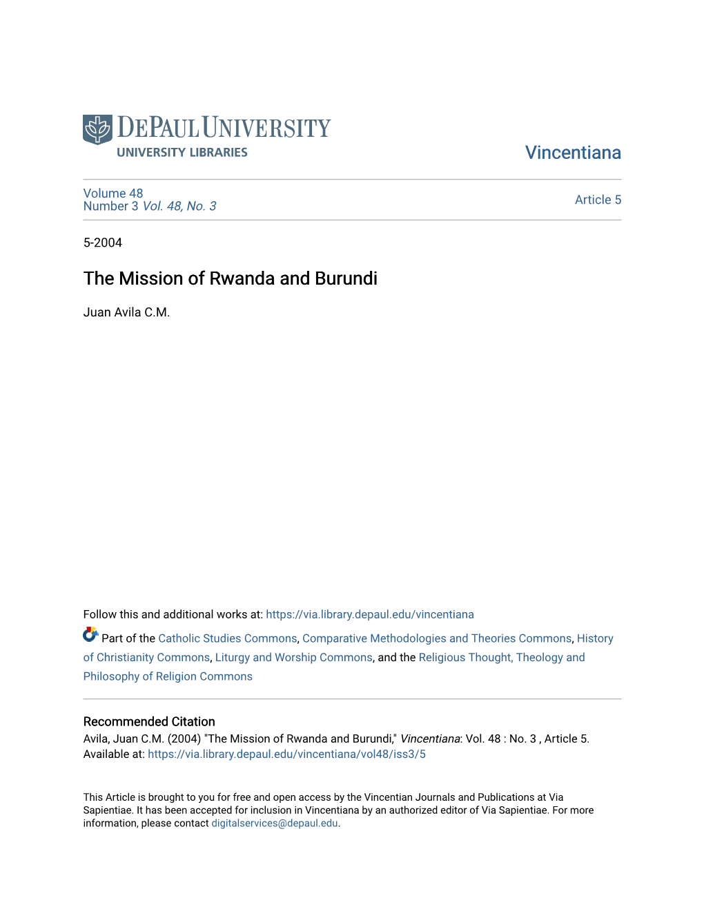The Mission of Rwanda and Burundi