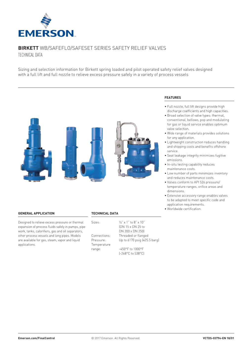 Birkett Wb/Safeflo/Safeset Series Safety Relief Valves Technical Data