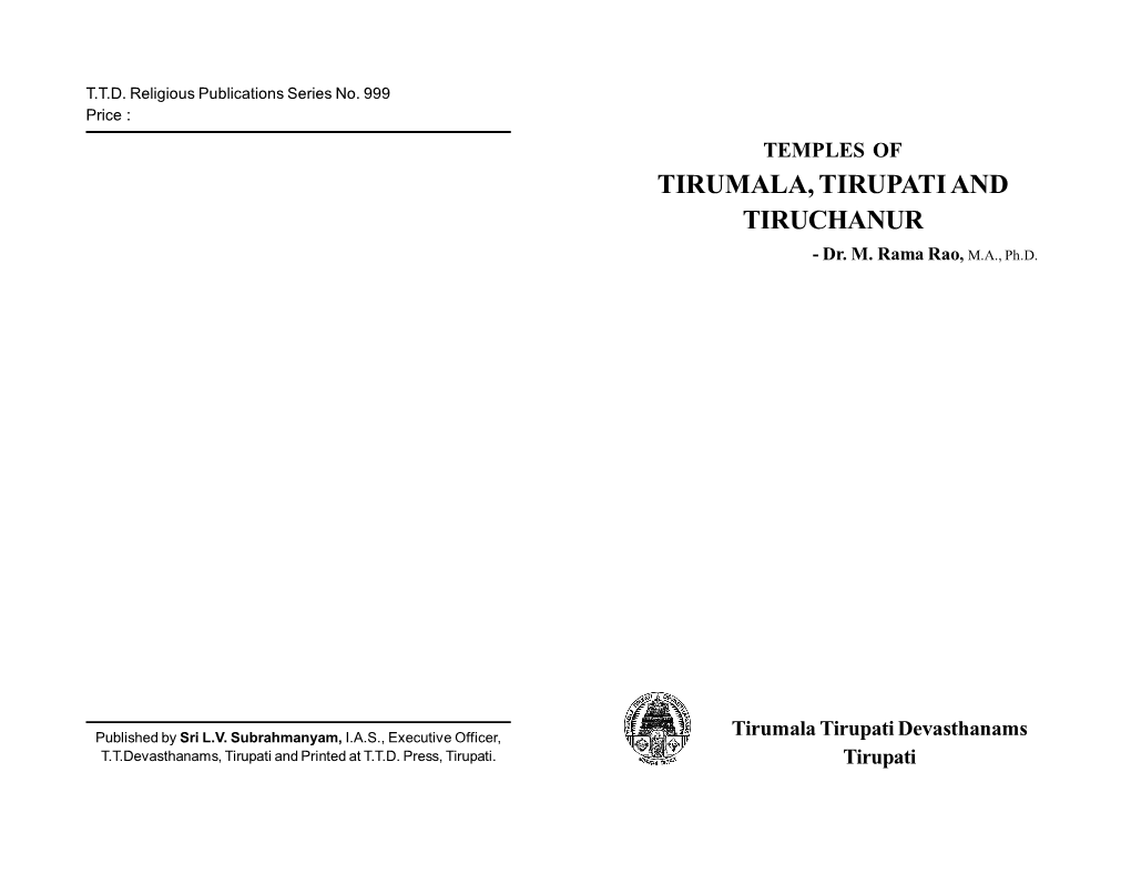 TIRUMALA, TIRUPATI and TIRUCHANUR - Dr