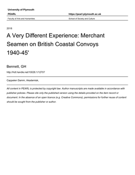 Merchant Seamen on British Coastal Convoys 1940-45'