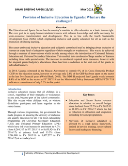 Provision of Inclusive Education in Uganda: What Are the Challenges?