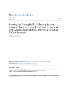 Leveling the Playing Fieldâ•ﬂbalancing Student-Athletes' Short