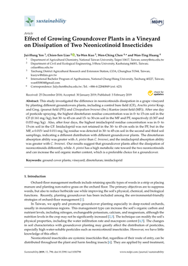 Effect of Growing Groundcover Plants in a Vineyard on Dissipation of Two Neonicotinoid Insecticides