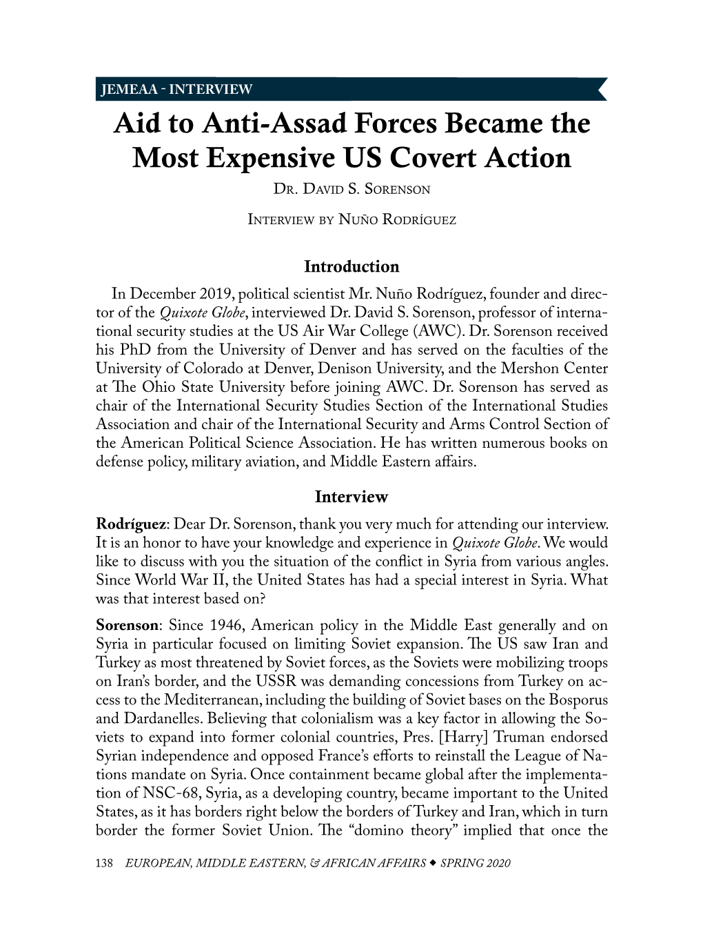 Aid to Anti-Assad Forces Became the Most Expensive US Covert Action